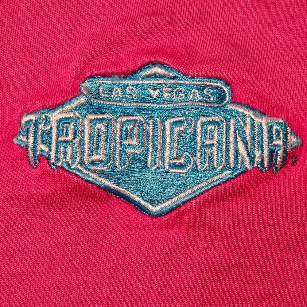 Vintage 90s Single Stitch Jerzees Tropicana Las Vegas T-Shirt Men Large Pink USA
